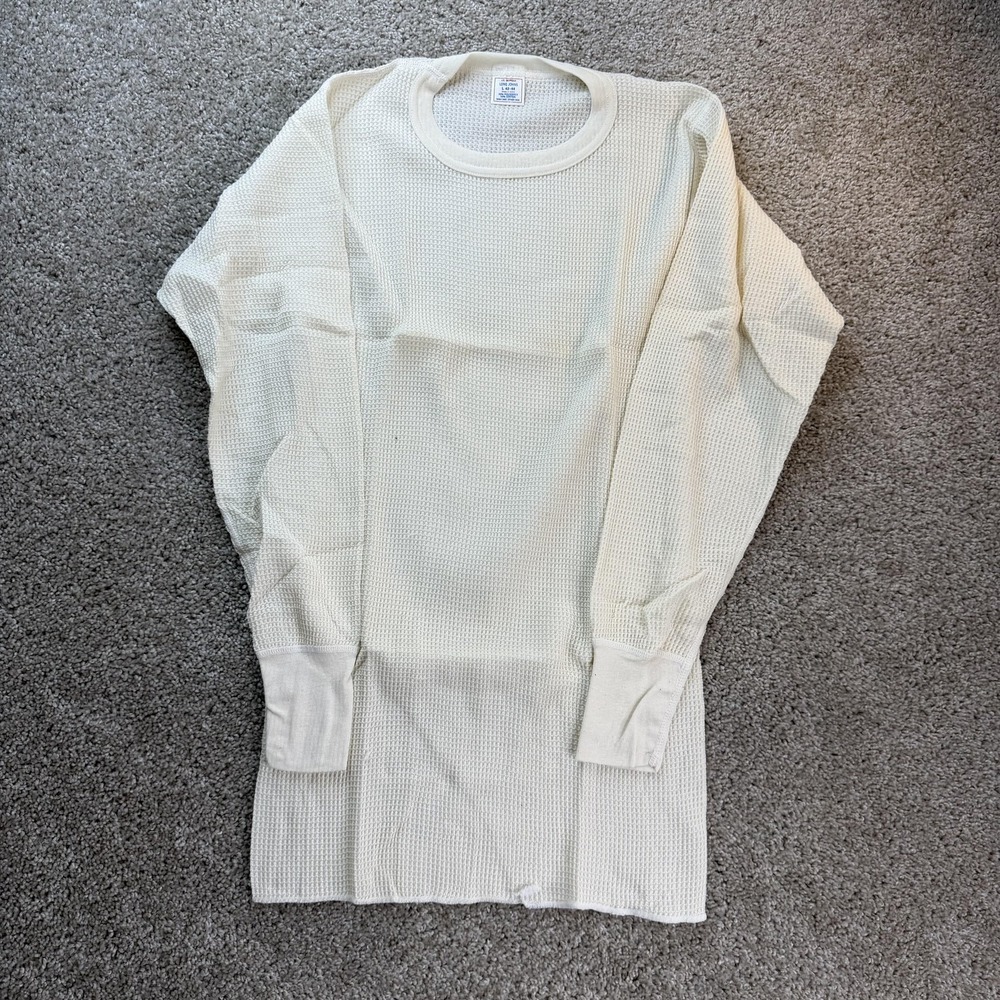 Vintage J.E. Morgan Long Johns Shirt Mens Large White Thermal Crewneck USA